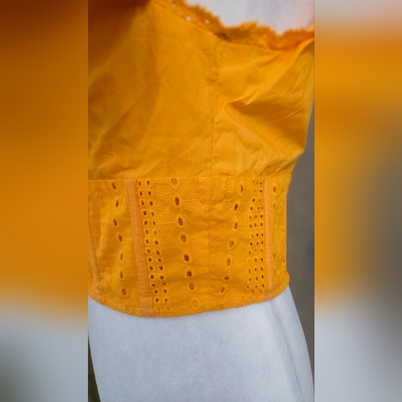 FOREVER 21 Lace Trim Corset Cotton Crop Top In Orange. Size Small NWT - Picture 13 of 16